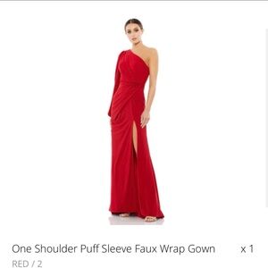 One Shoulder Red Gown